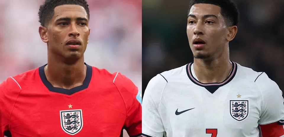 Two England players in national team jerseys