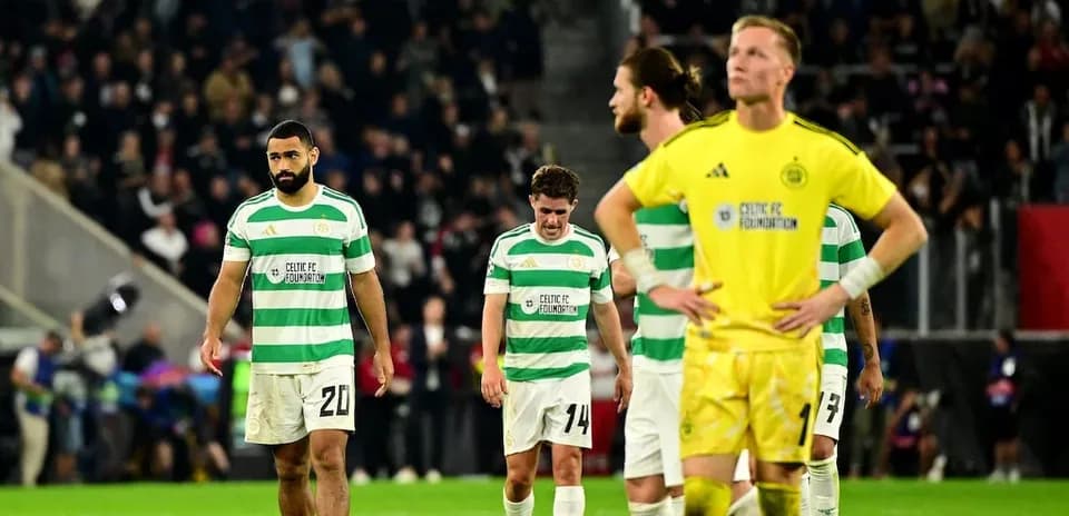 Celtic players walking off the pitch after defeat
