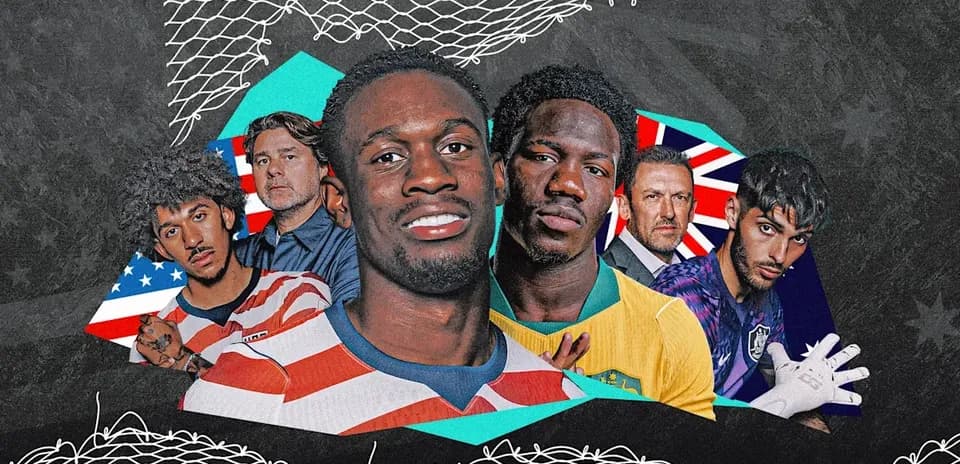 Group of diverse soccer players and coaches