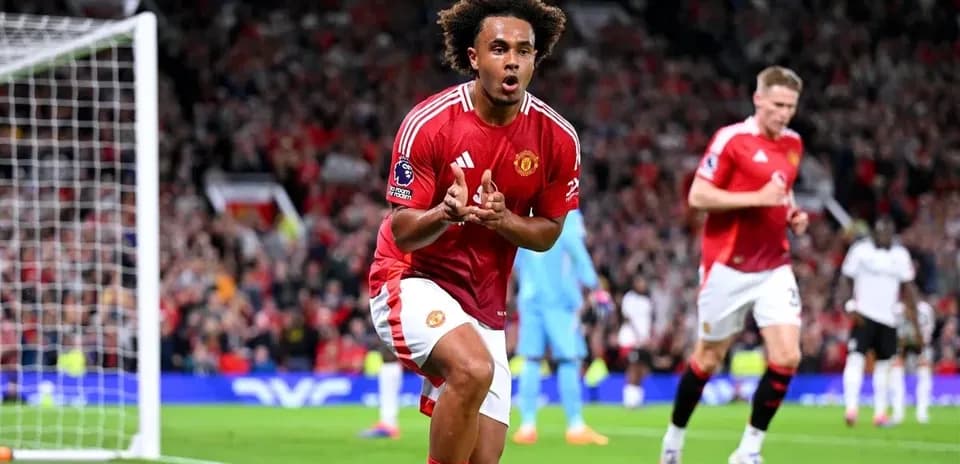 Manchester United player celebrating after scoring a goal