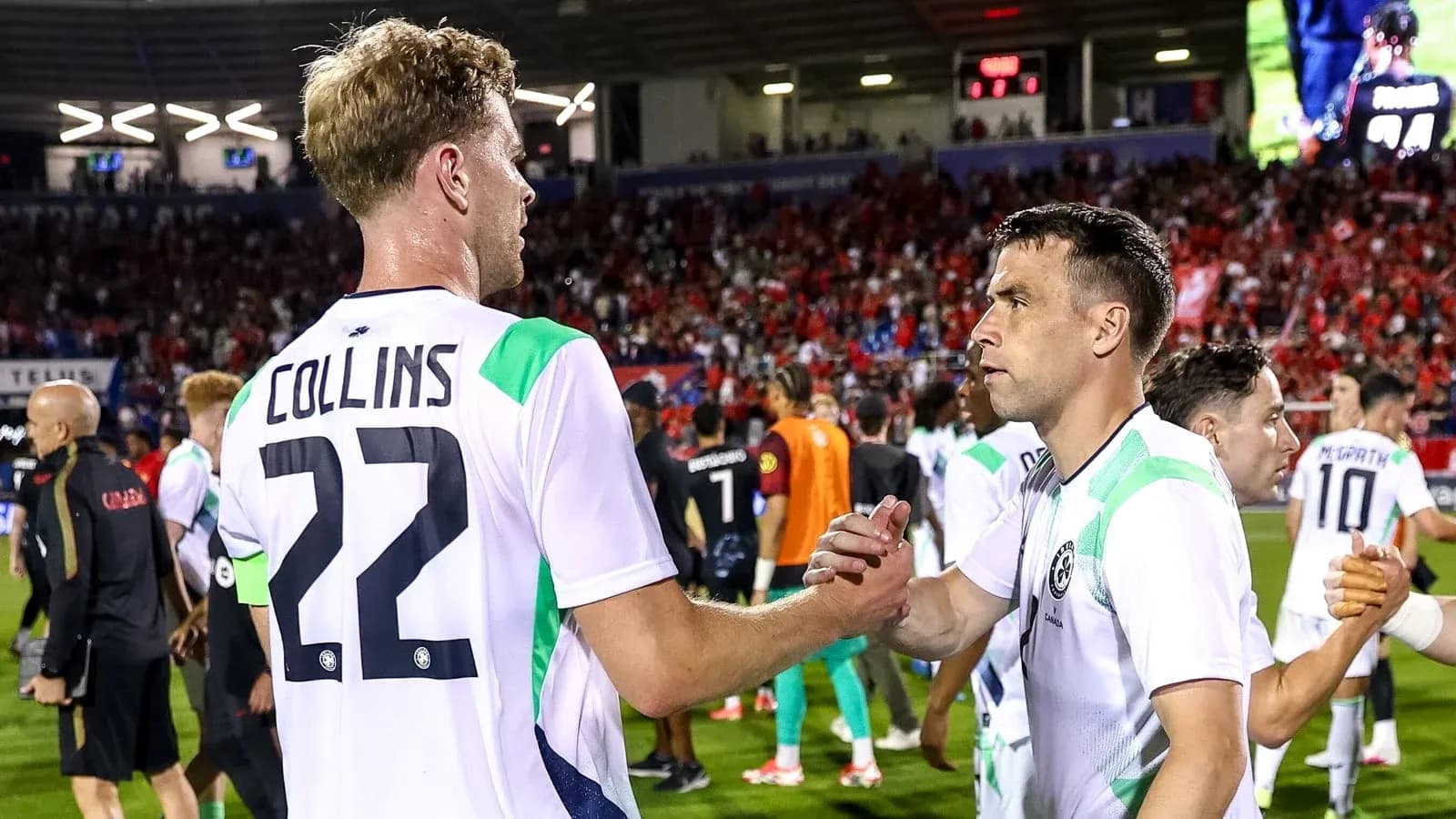 Players shaking hands after the match conclusion