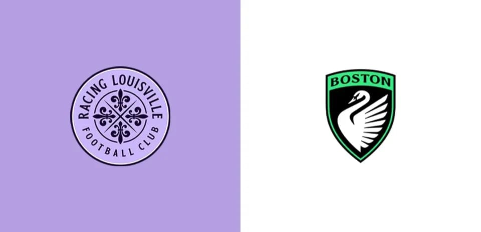 Logos of Racing Louisville FC and Boston club