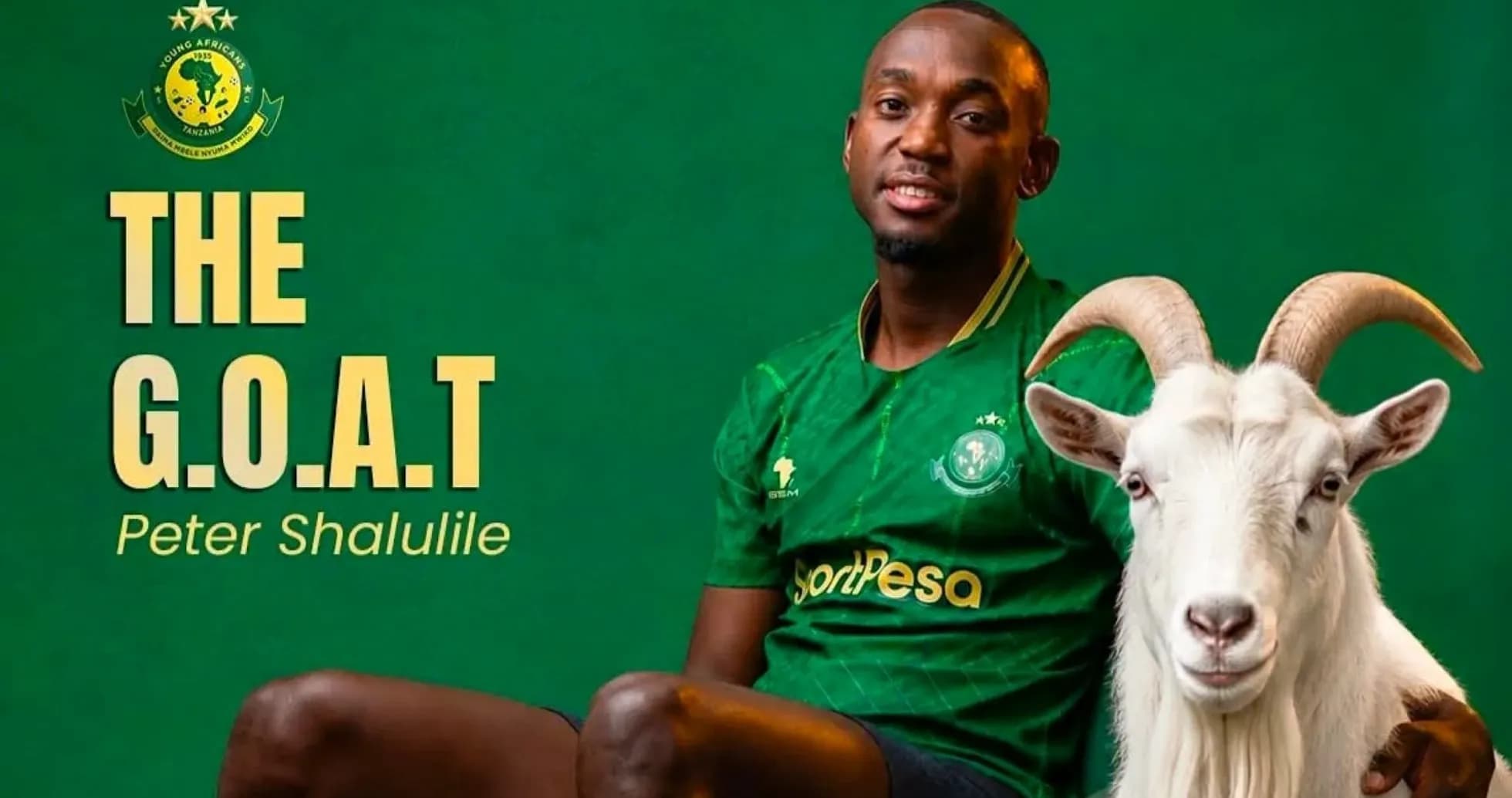 Player Peter Shalulile posing with a goat
