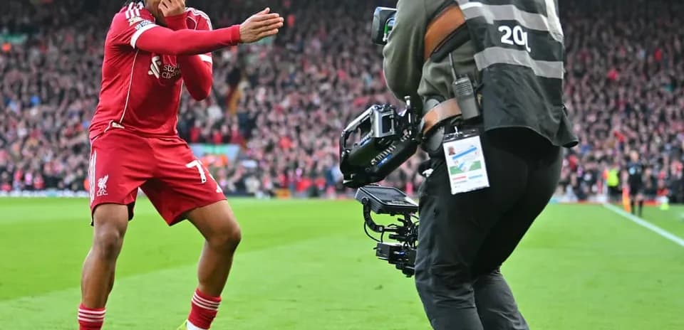 Liverpool player celebrating in front of camera
