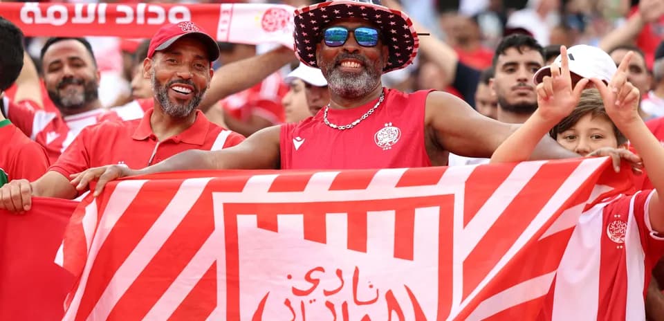 Fans celebrating with a flag at a match