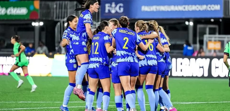 Boston Legacy W celebrating a goal during match