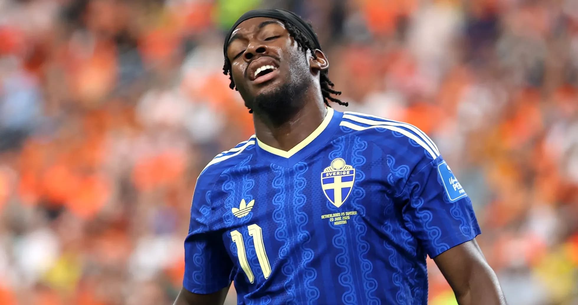 Sweden player reacting during match against Netherlands