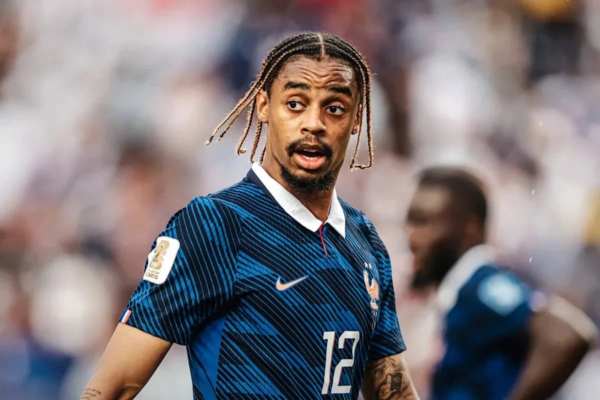 Player in France jersey during match action