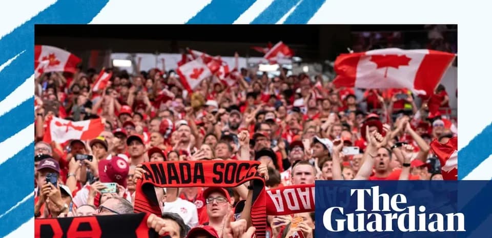 Canada soccer fans celebrating with flags and scarves