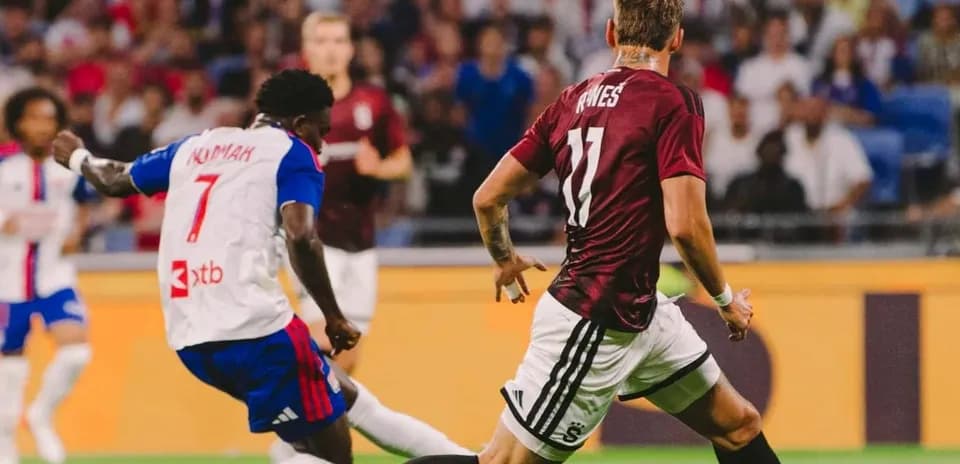 Player competing during Lyon vs Sparta Praha match