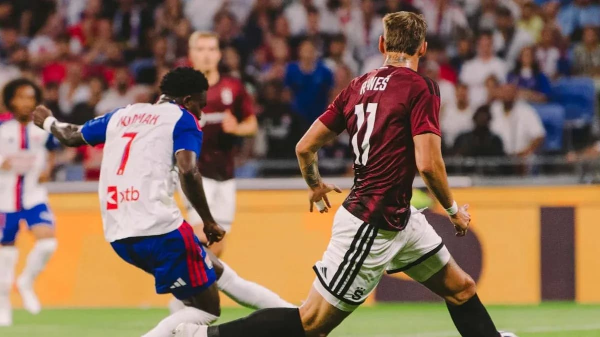 Player competing during Lyon vs Sparta Praha match