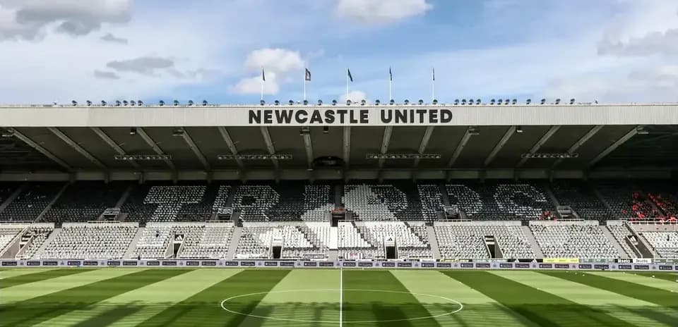 Newcastle United stadium with empty seating and field