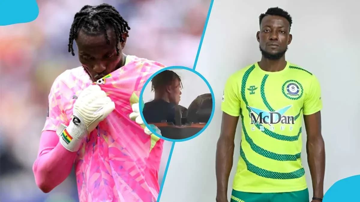 Goalkeeper in pink kit and player in yellow kit