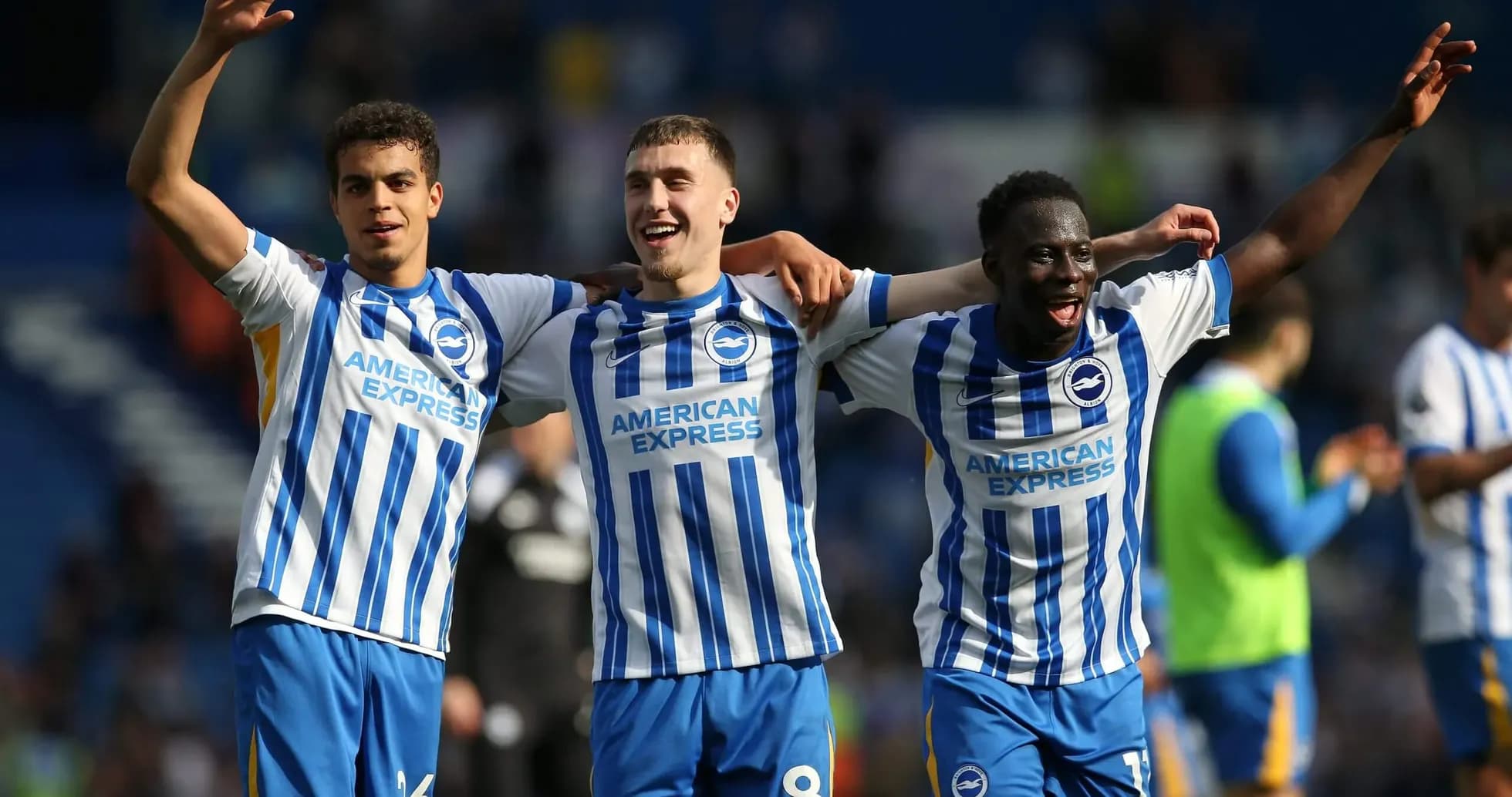 Brighton players celebrating after a goal