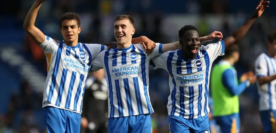 Brighton players celebrating after a goal
