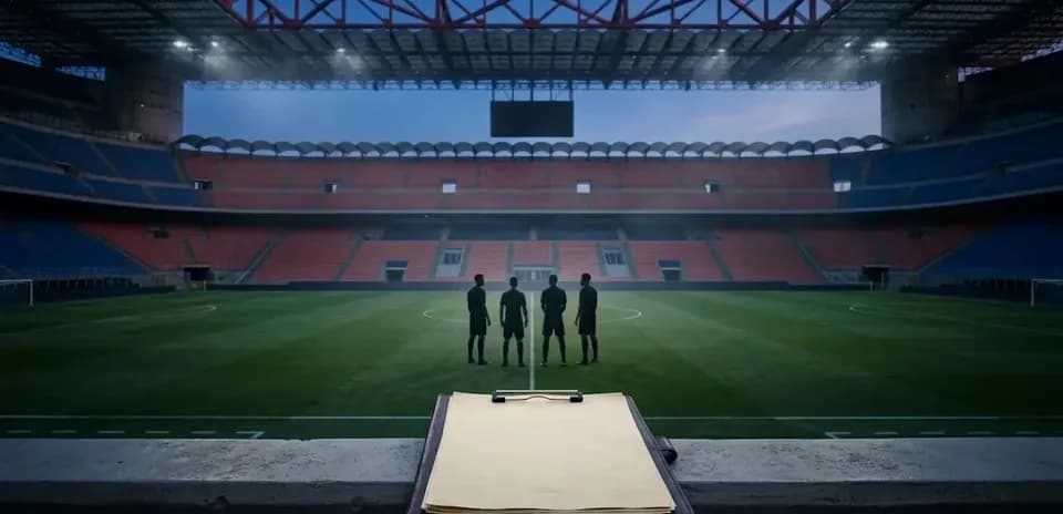 Referees discussing match strategy on the pitch