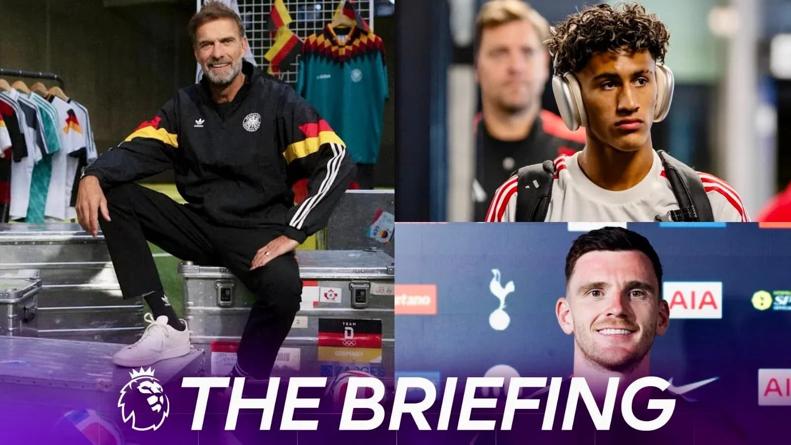 Three football figures in a collage for briefing