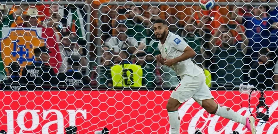 Morocco player celebrating a goal during match