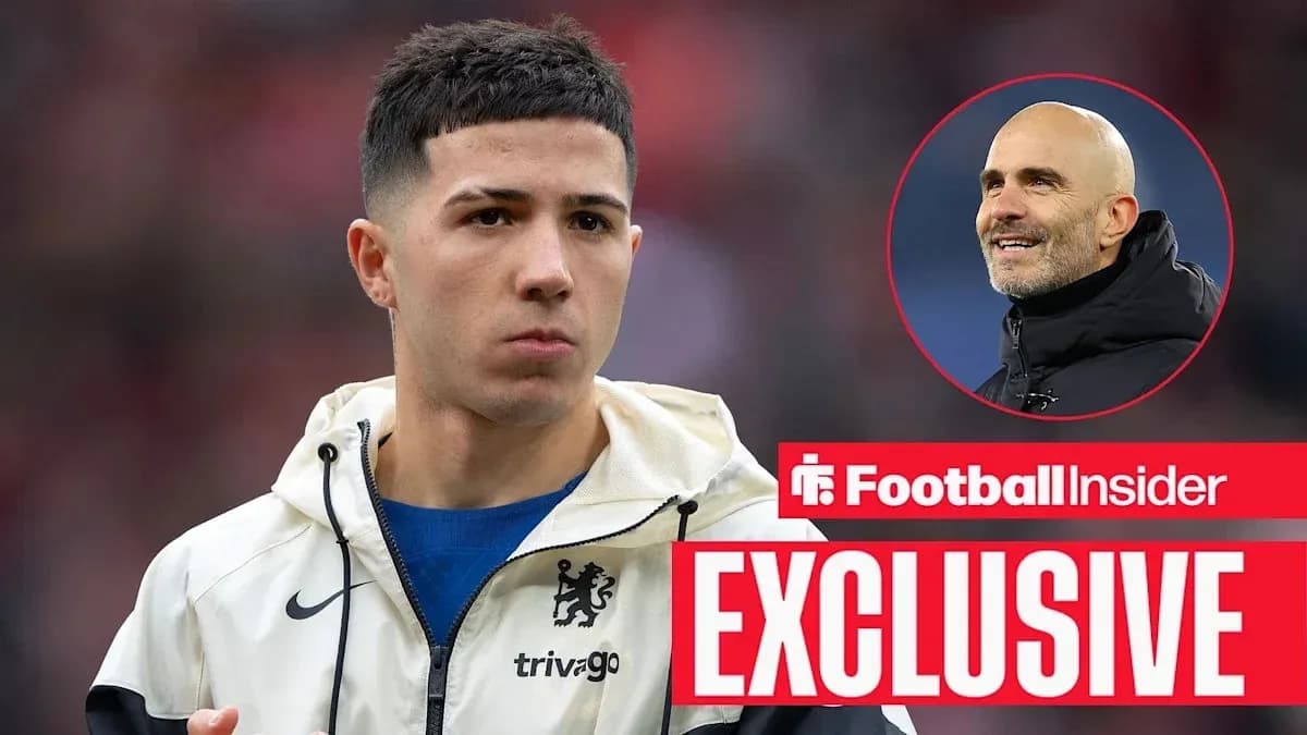 Player in Chelsea jacket with manager's image overlay