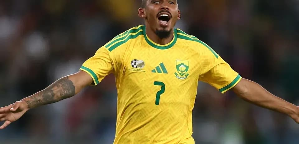 Player celebrating after scoring for South Africa