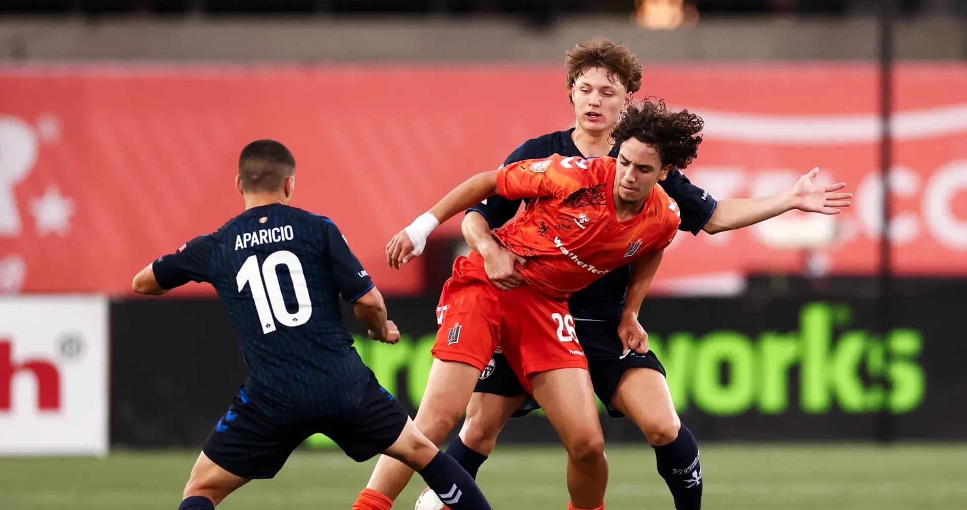 Players competing during Forge vs Atlético Ottawa match