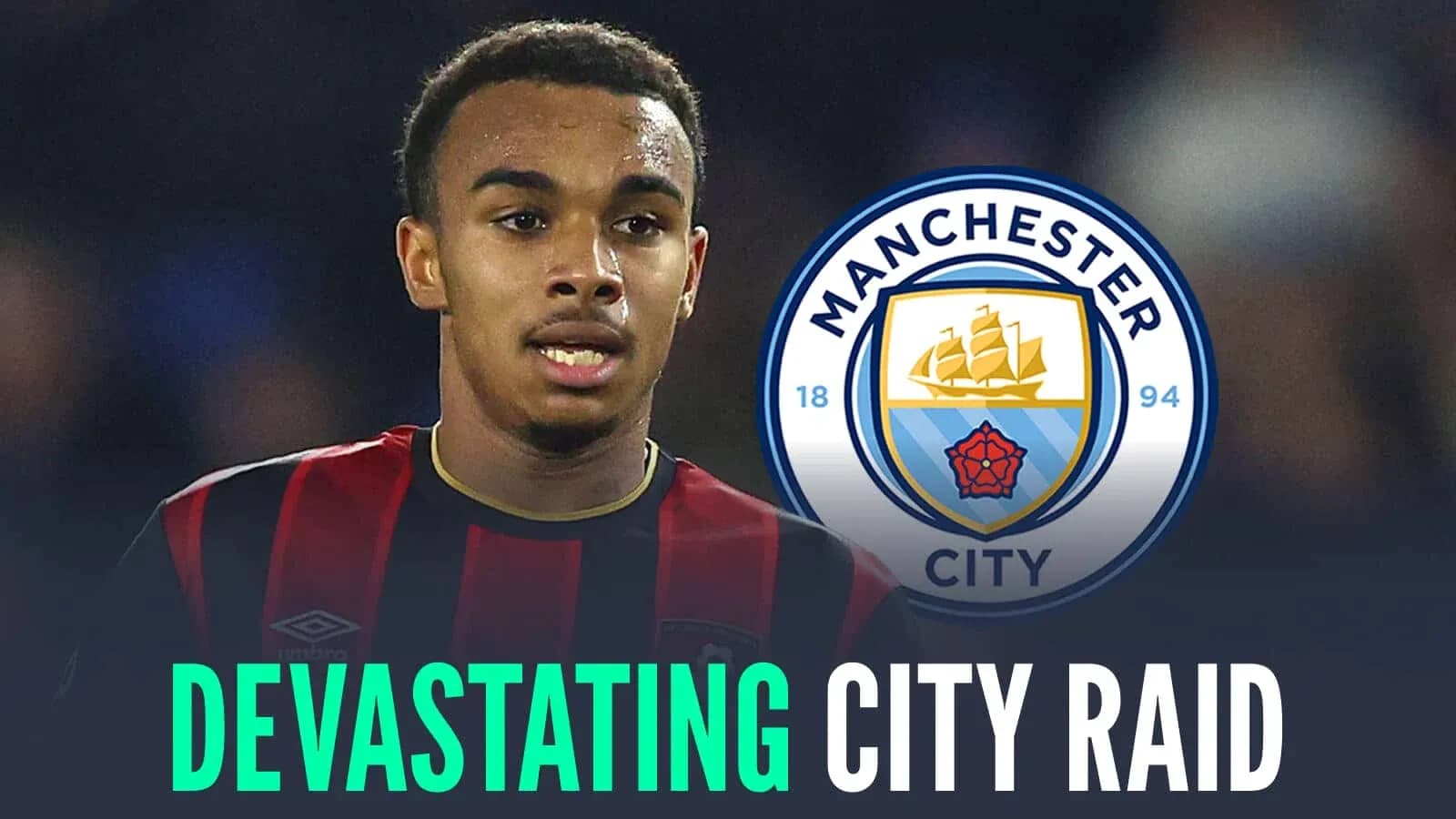Player in black and red kit with Manchester City logo