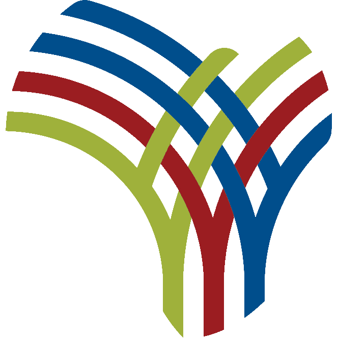 Logo featuring interwoven colored lines