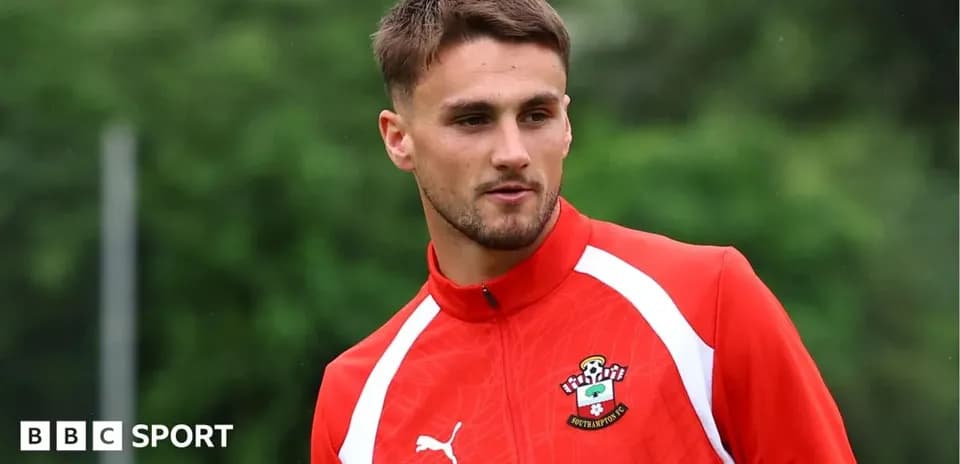 Player in Southampton training kit at practice session