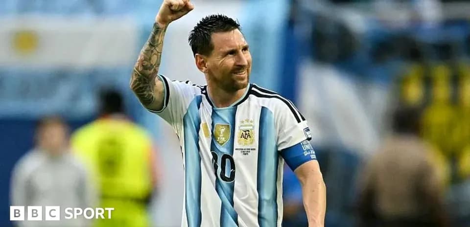 Lionel Messi celebrating after a goal for Argentina