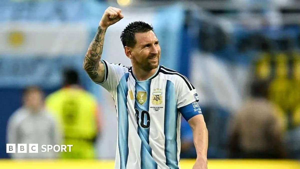 Lionel Messi celebrating after a goal for Argentina