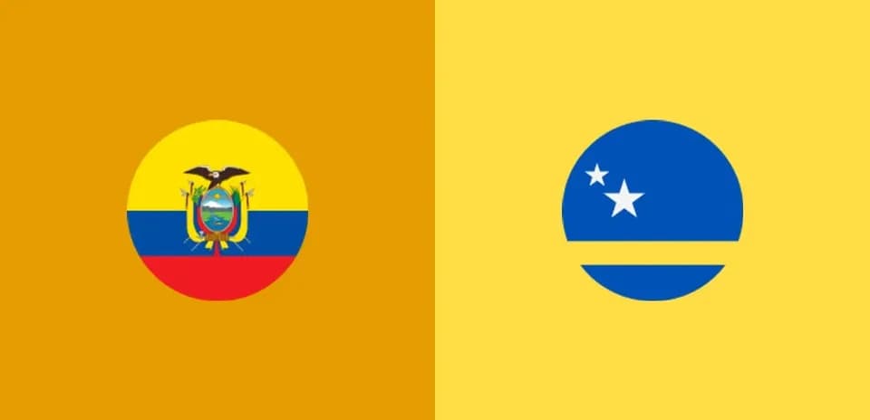 Flags of Ecuador and Curaçao side by side