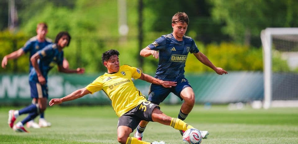 Player tackling during Philadelphia Union II match