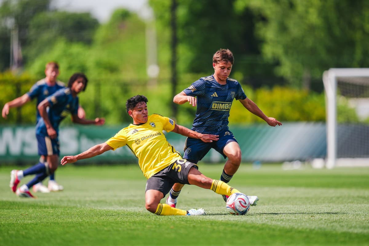 Player tackling during Philadelphia Union II match