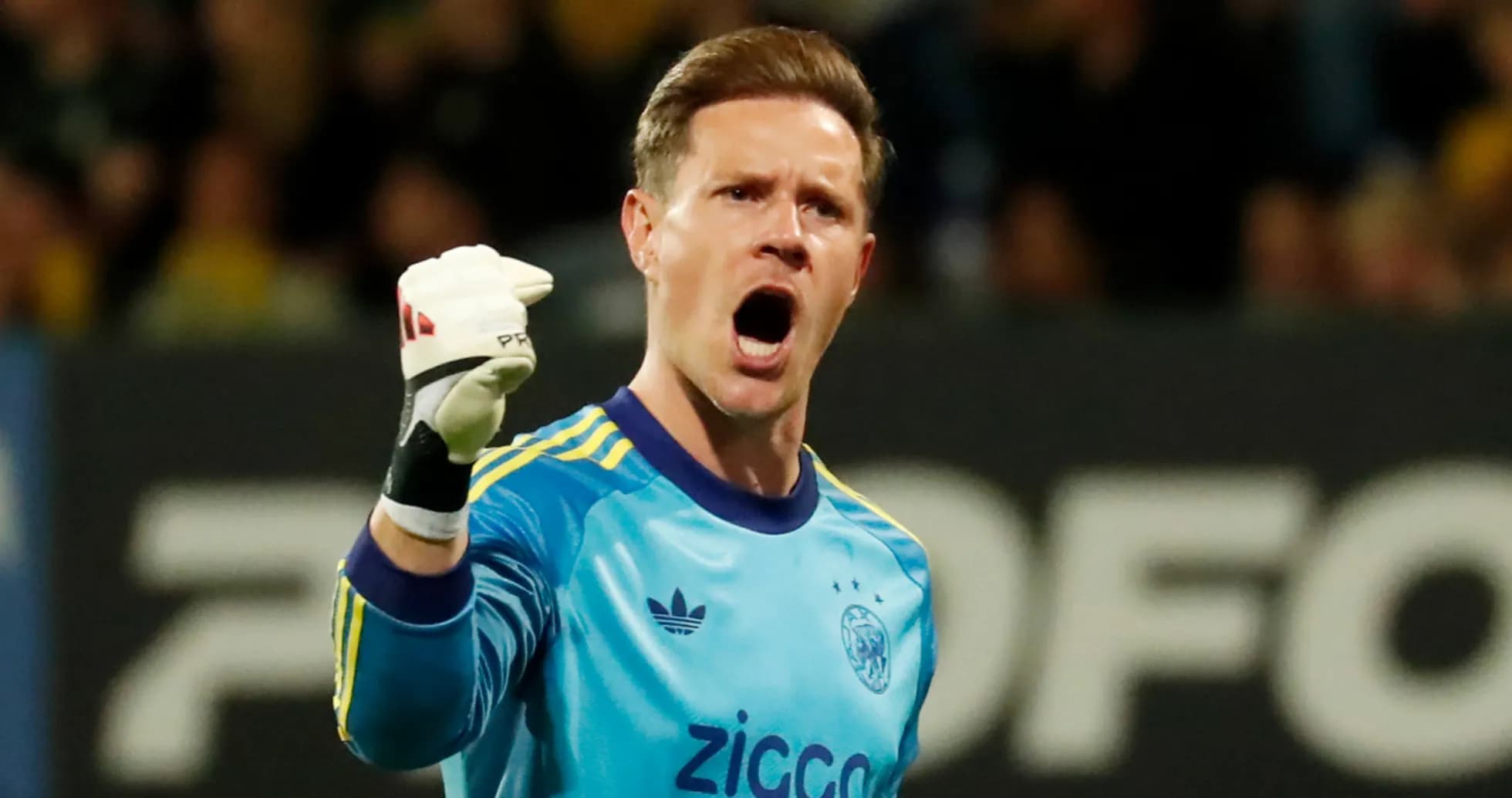 Goalkeeper celebrating a save during the match