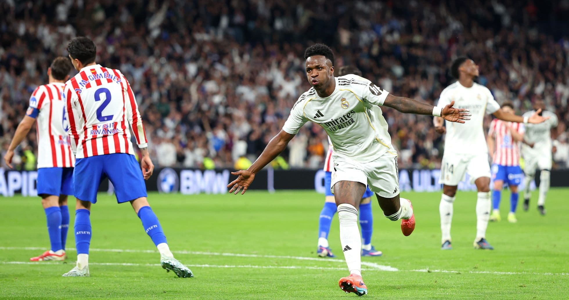 Vinicius Junior celebrating goal against Atletico Madrid