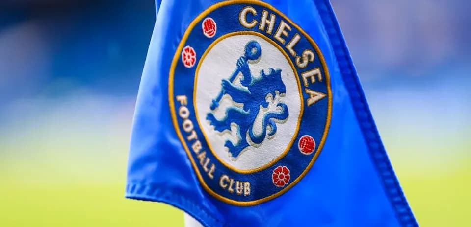 Chelsea Football Club crest on a corner flag
