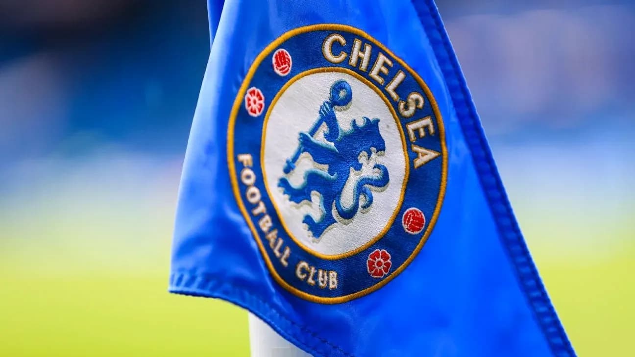 Chelsea Football Club crest on a corner flag