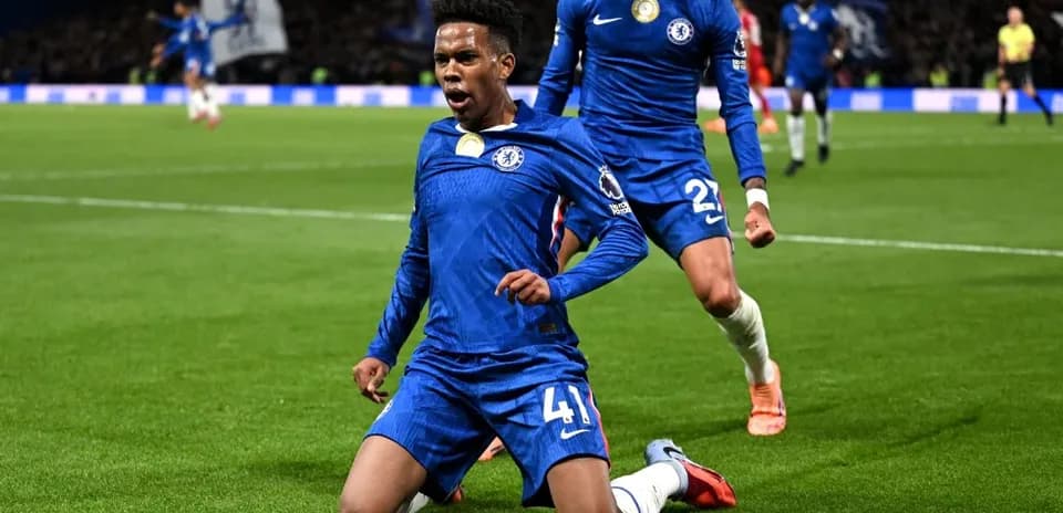 Chelsea player celebrating goal during match