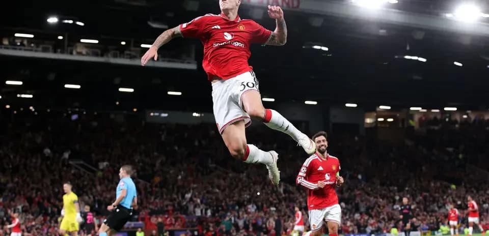 Player celebrating a goal during Manchester United match