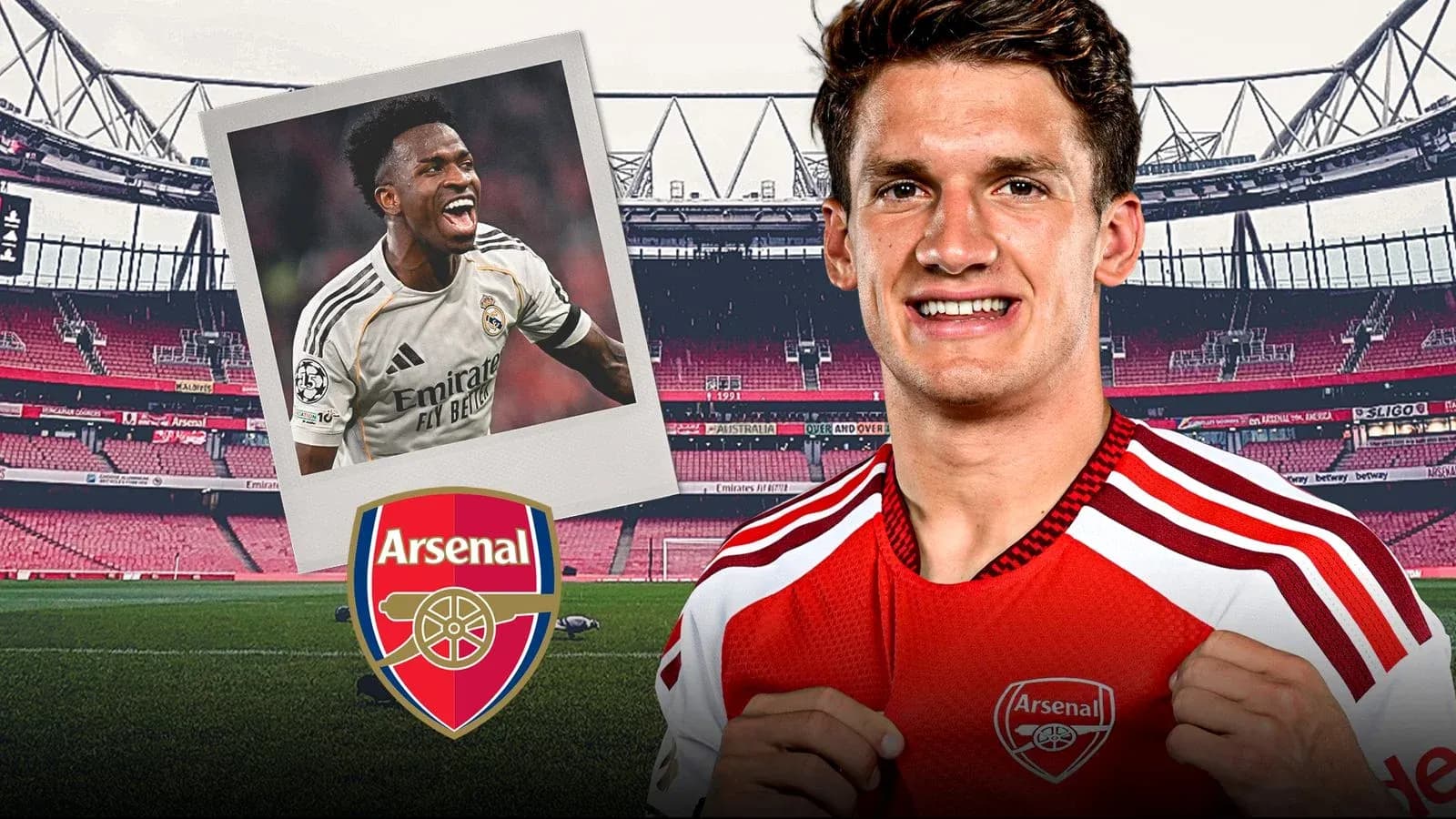 Player in Arsenal jersey with stadium background
