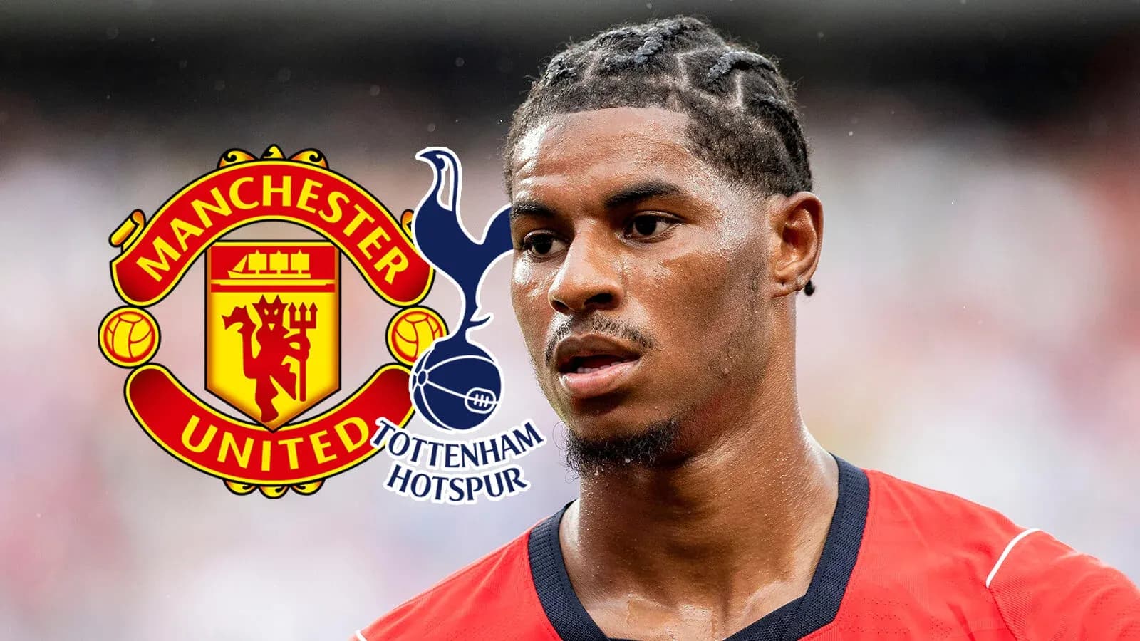 Player with Manchester United and Tottenham logos