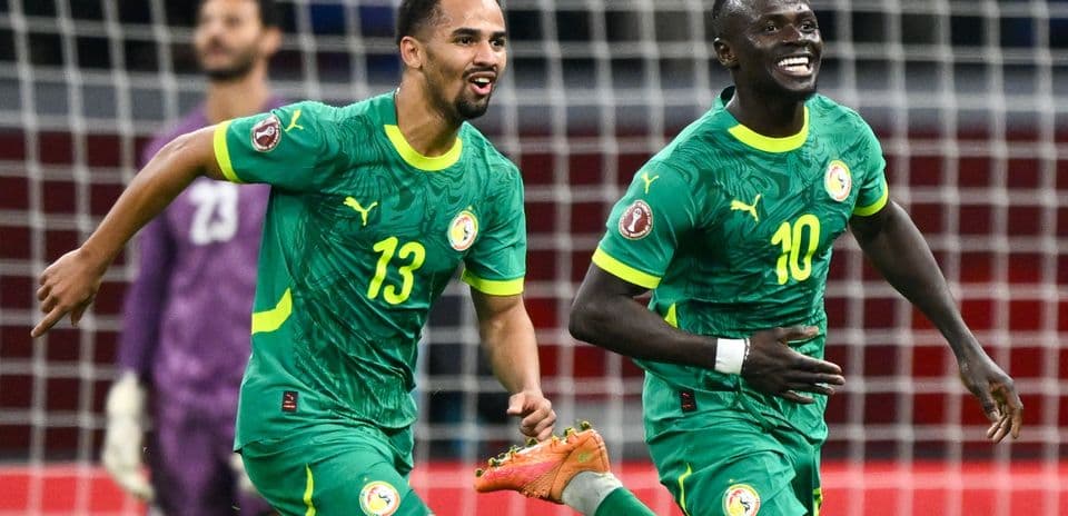 Senegal players celebrating a goal during match