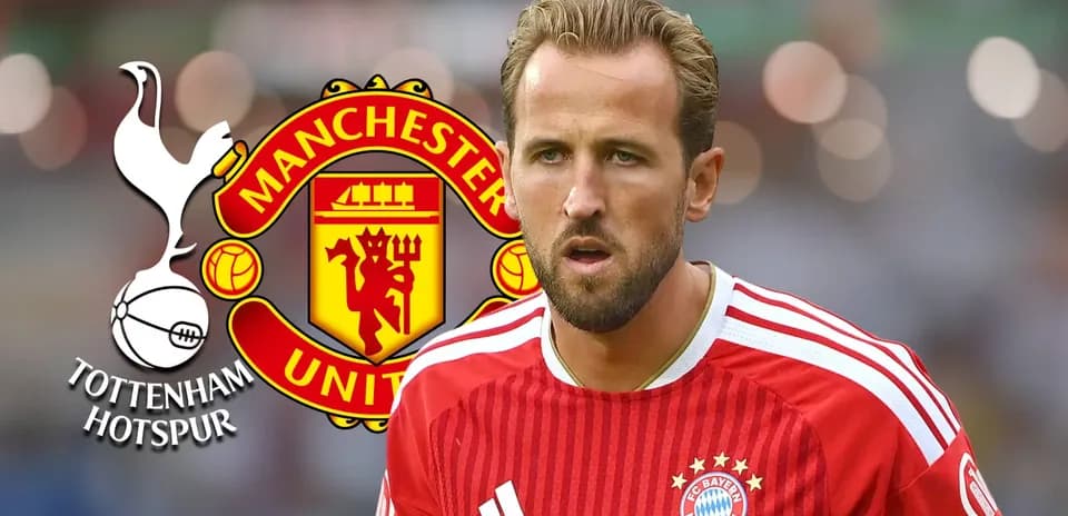 Harry Kane in Bayern Munich kit with club logos