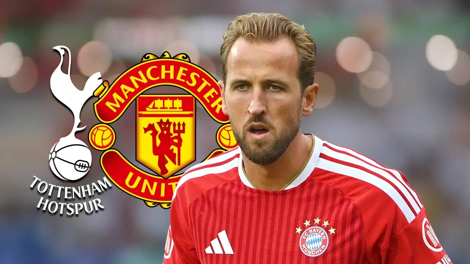Harry Kane in Bayern Munich kit with club logos