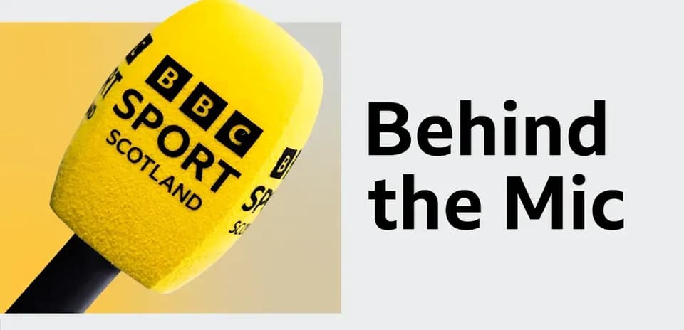 BBC Sport Scotland microphone with branding