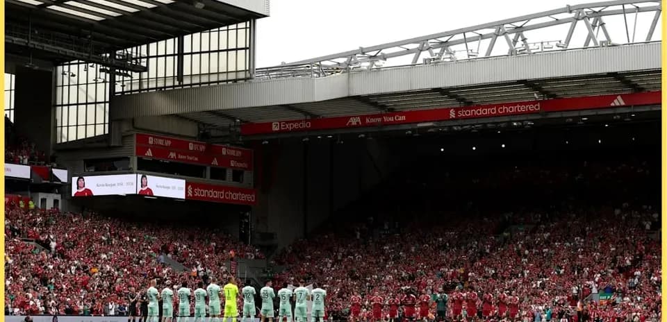 Teams lined up for a moment of silence at stadium