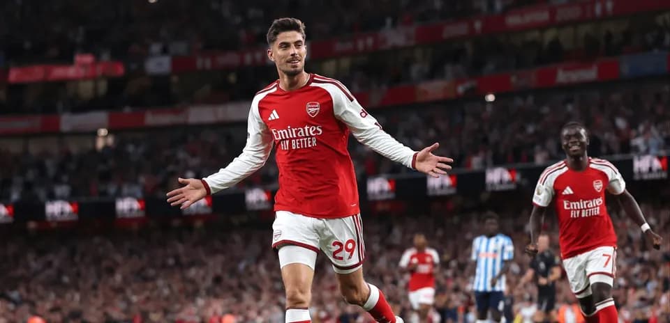 Arsenal player celebrating a goal during match