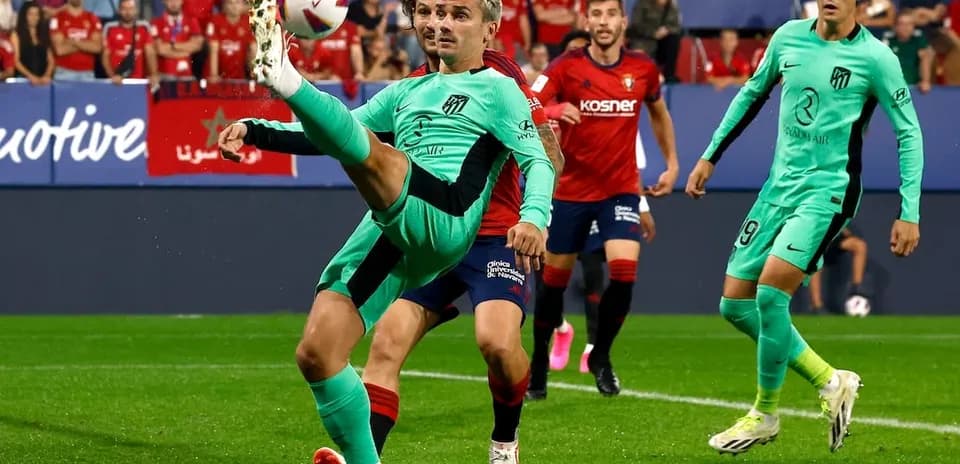 Antoine Griezmann attempting a bicycle kick