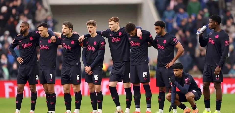 Everton players lined up before the match