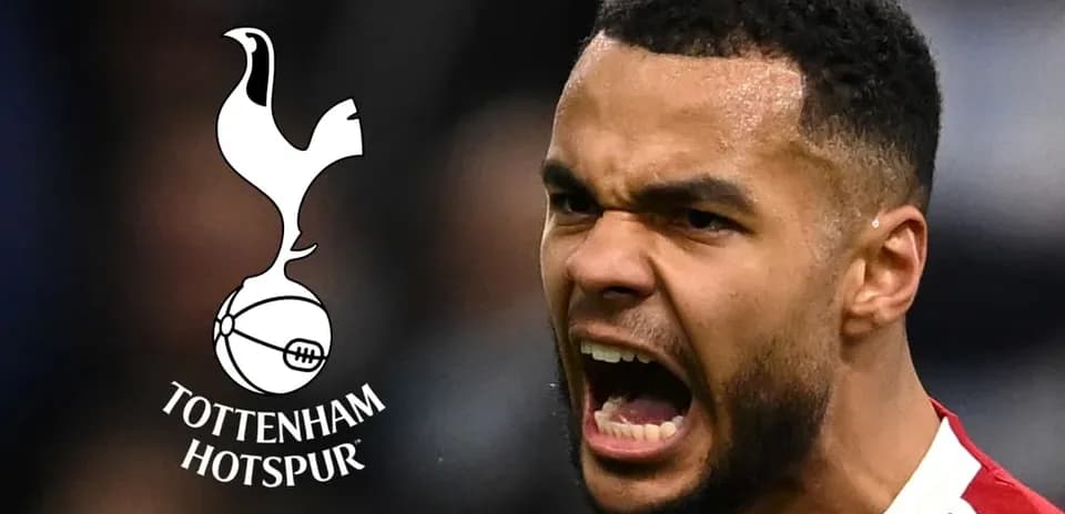 Player celebrating with Tottenham Hotspur logo overlay